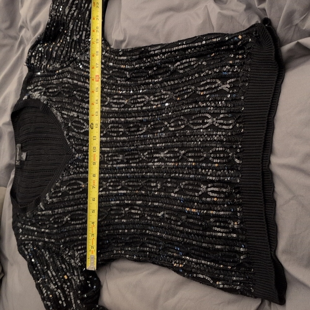 Nwot INC International Concepts Black and Silver V-Neck Sweater Size 1x - Picture 5 of 12